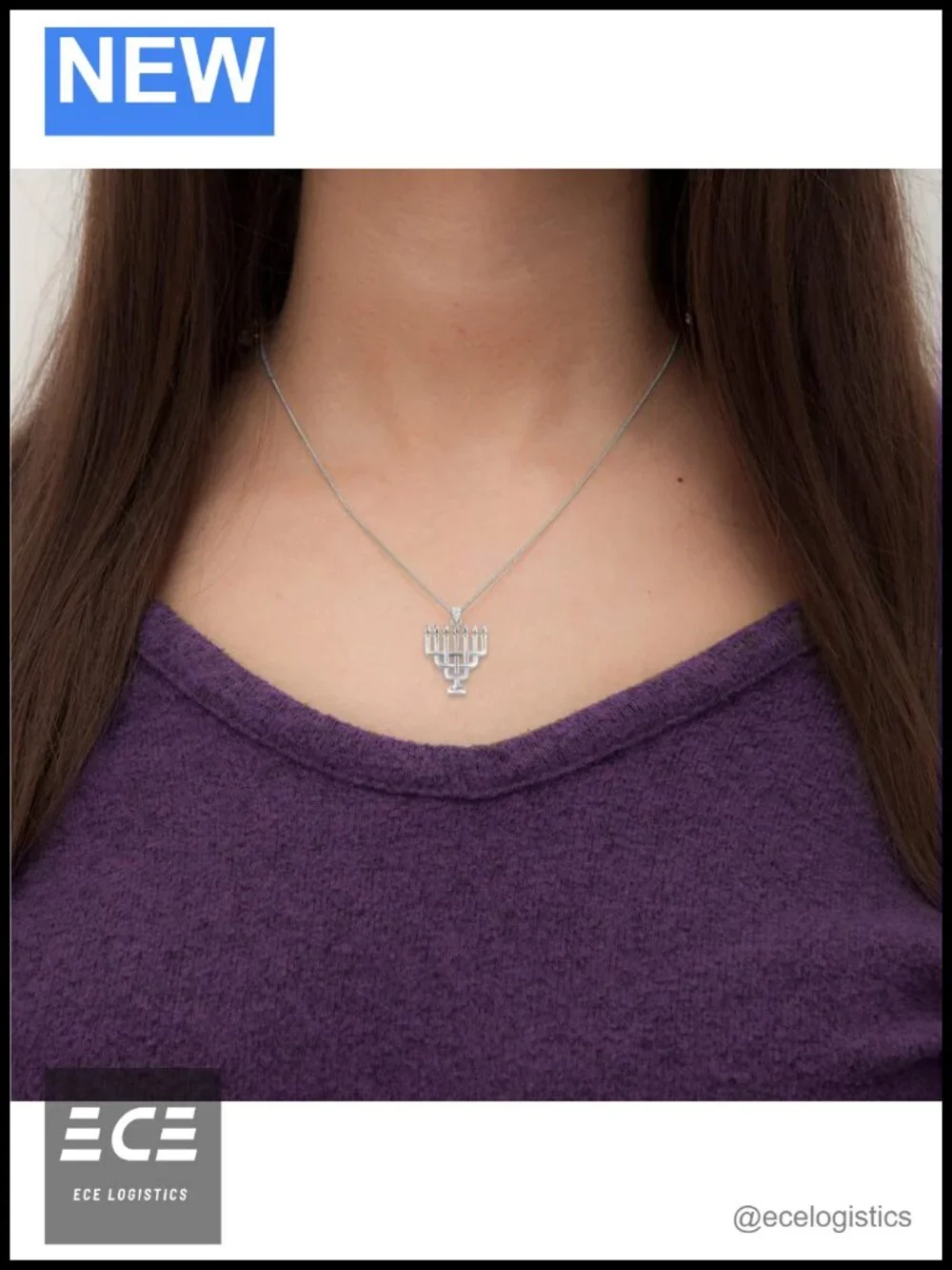 Sterling Silver Jewish Menorah Pendant Necklace 22